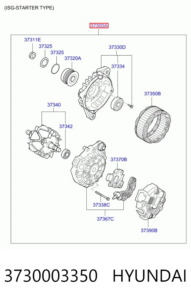 3730003350 Hyundai/Kia Alternador de coche