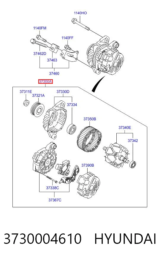 3730004610 Hyundai/Kia Alternador de coche