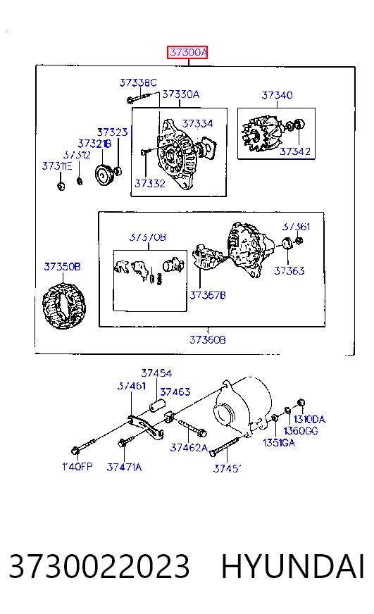 3730022023 Hyundai/Kia Alternador de coche