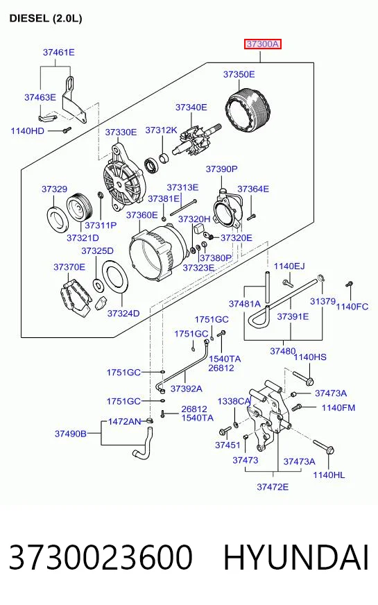 3730023600 Hyundai/Kia Alternador de coche