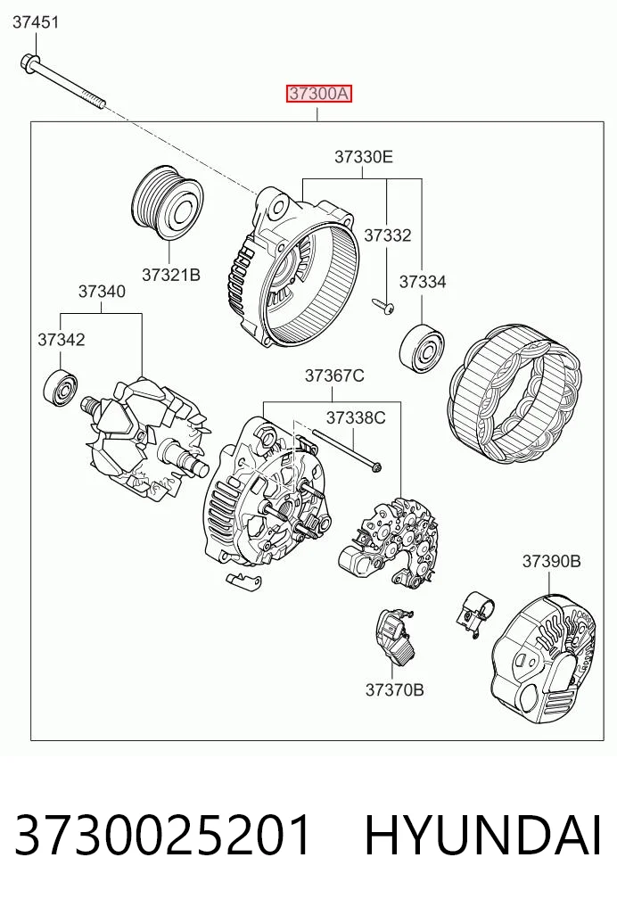 3730025201 Hyundai/Kia Alternador de coche