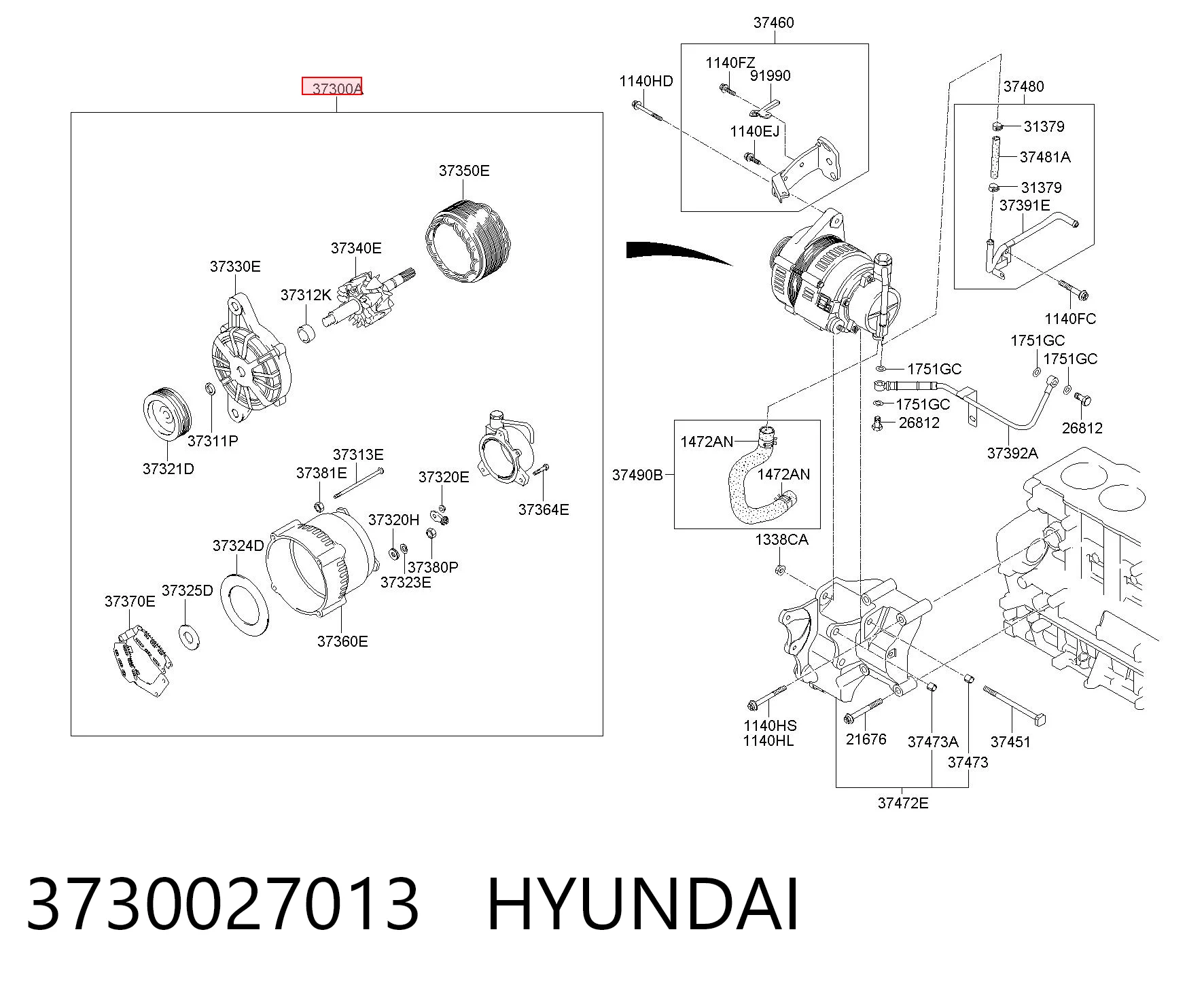 Alternador HYUNDAI 3730027013