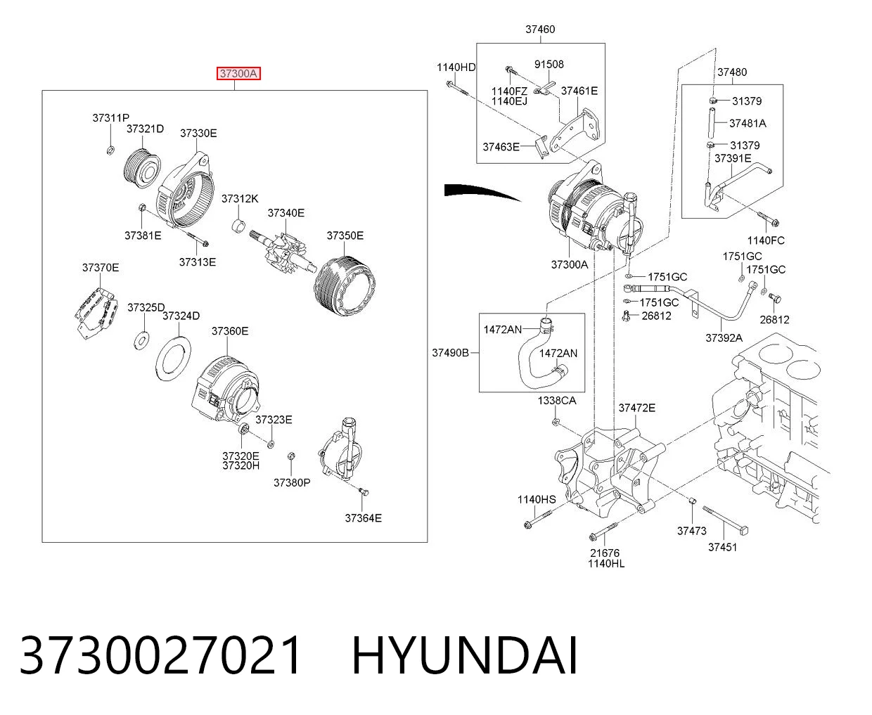 Alternador HYUNDAI 3730027021