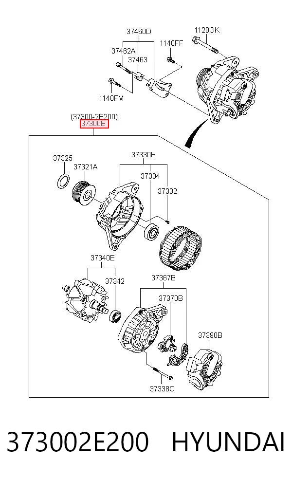 373002E200 Hyundai/Kia Alternador de coche