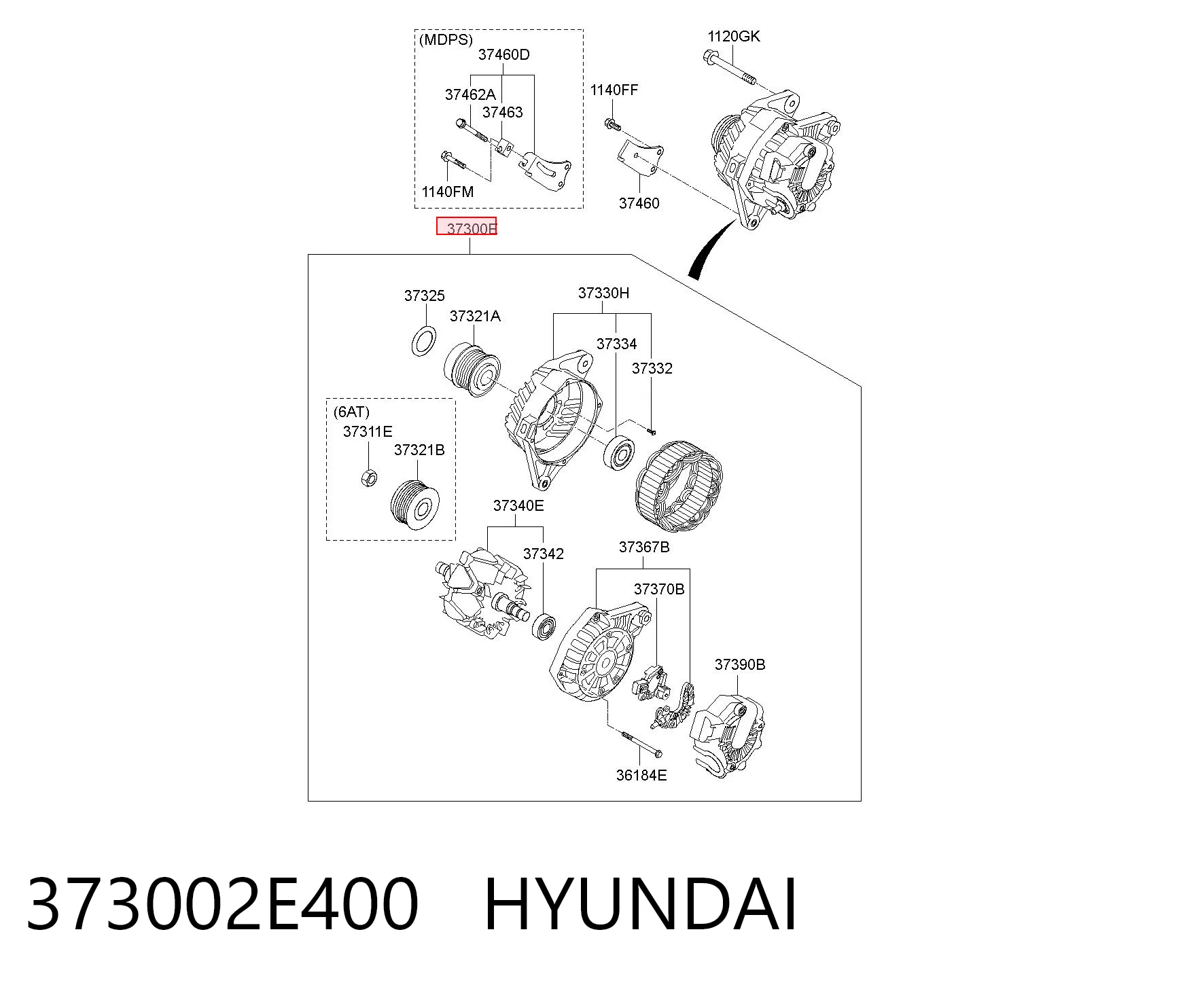 373002E400 Hyundai/Kia Alternador de coche