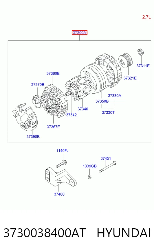 Alternador 3730038400AT HYUNDAI