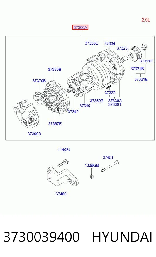 3730039400 Hyundai/Kia Alternador de coche