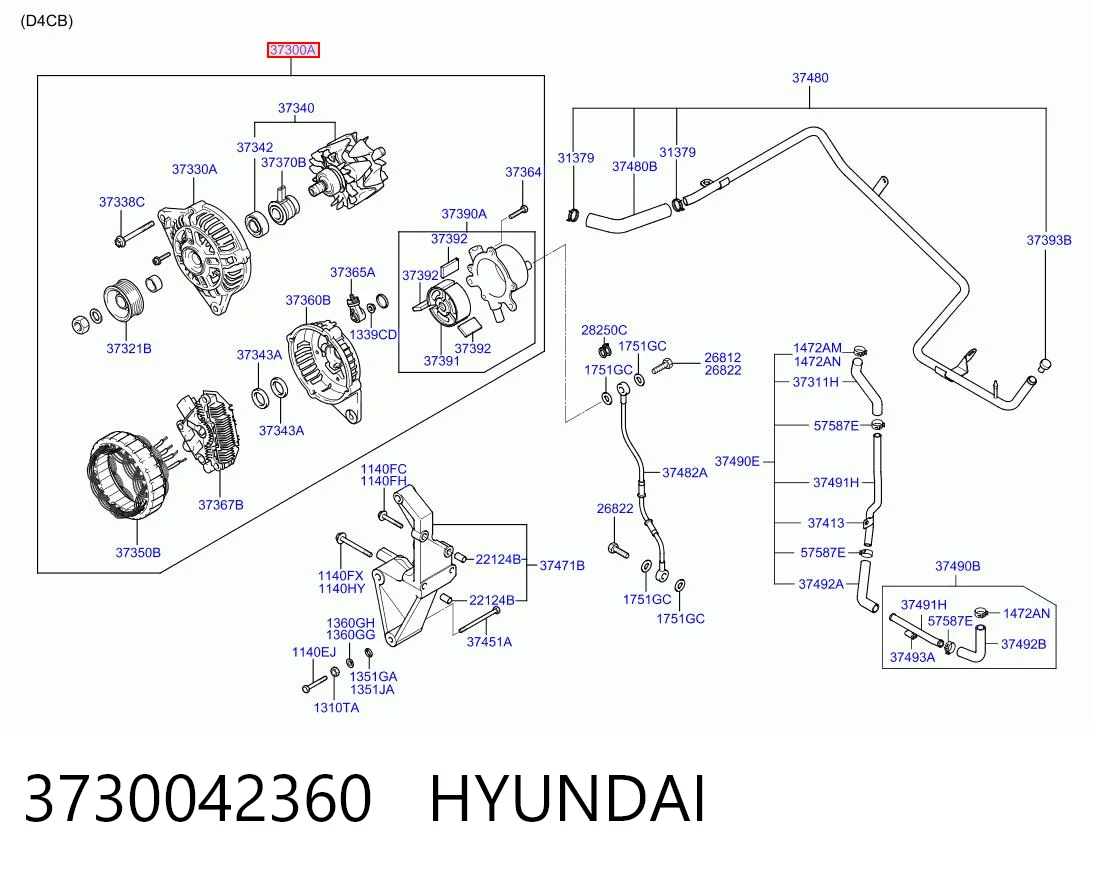 3730042360 Hyundai/Kia Alternador de coche