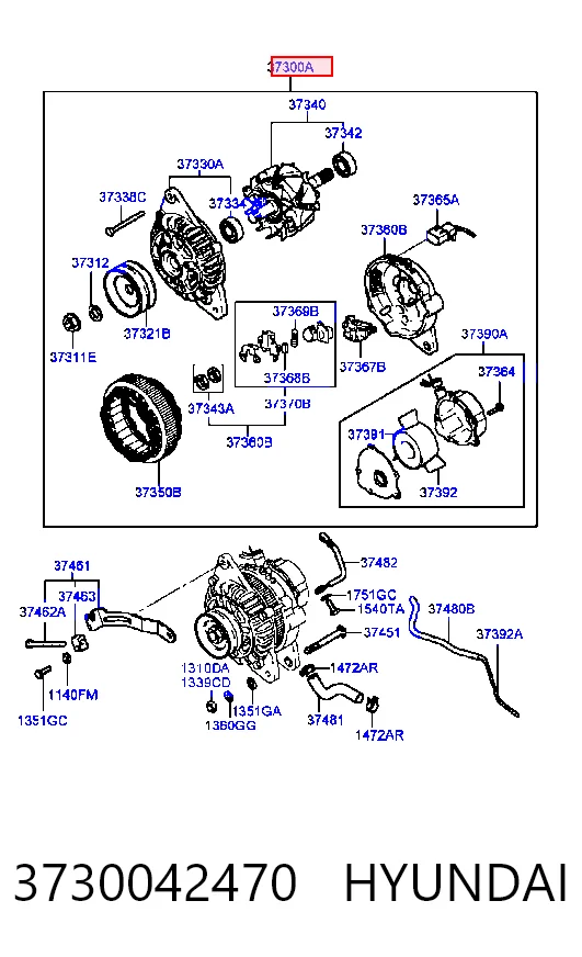 3730042470 Hyundai/Kia Alternador de coche