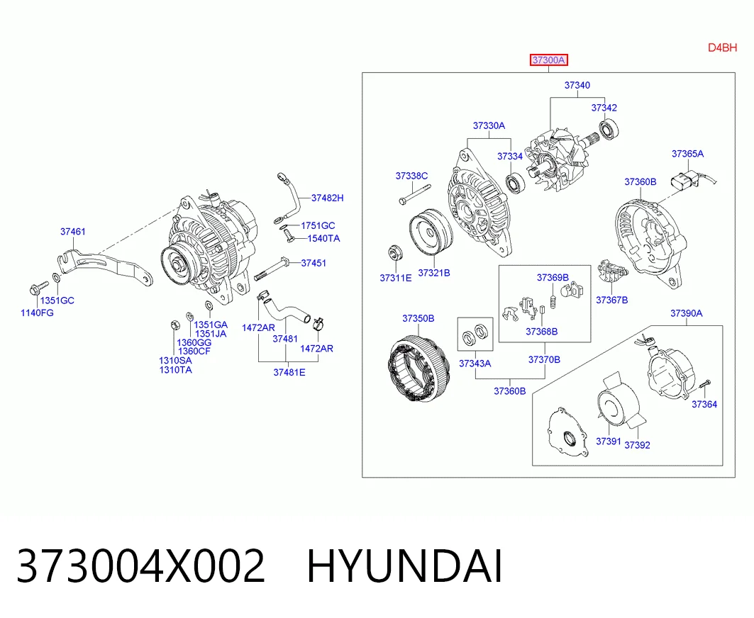 373004X002 Hyundai/Kia Alternador de coche