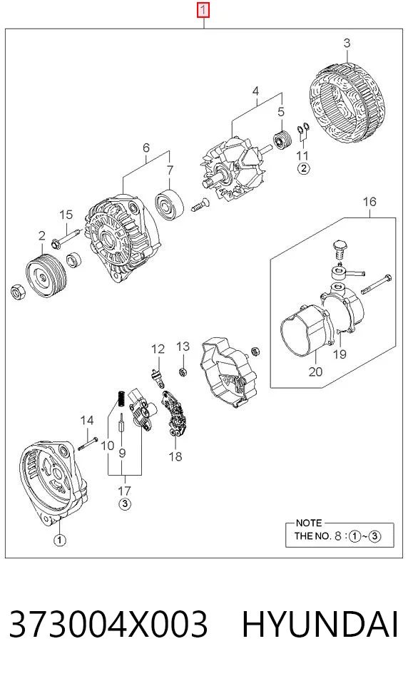 373004X003 Hyundai/Kia Alternador de coche