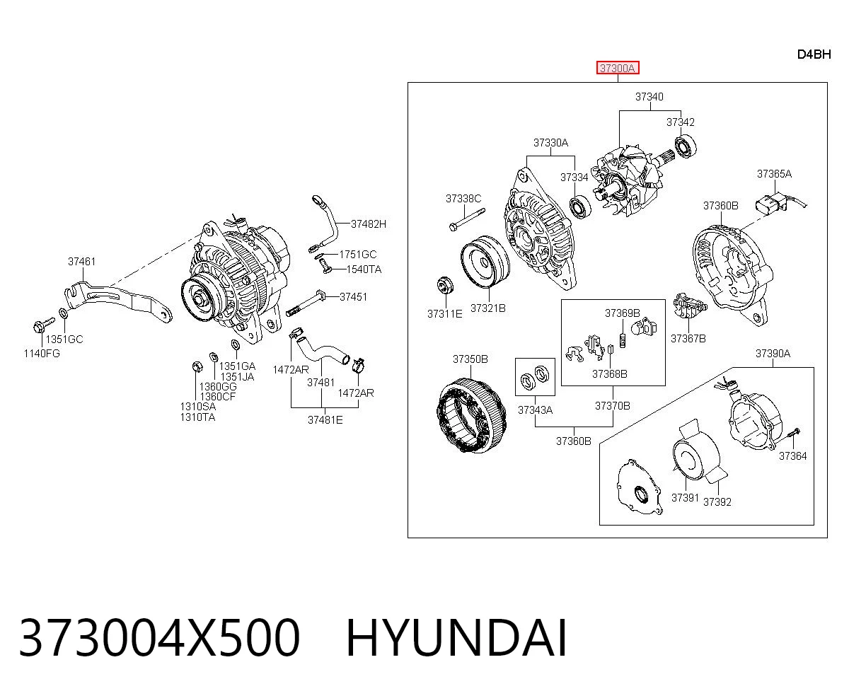 373004X500 Hyundai/Kia Alternador de coche