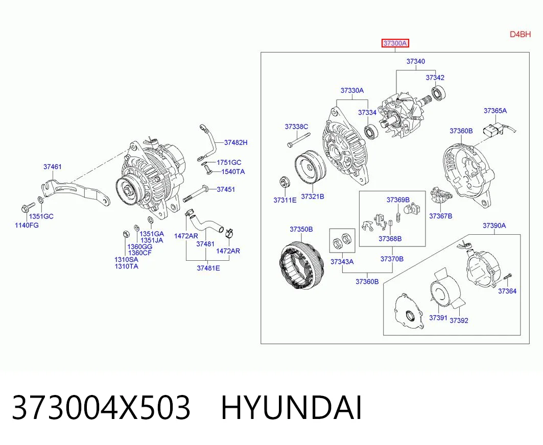 373004X503 Hyundai/Kia Alternador de coche