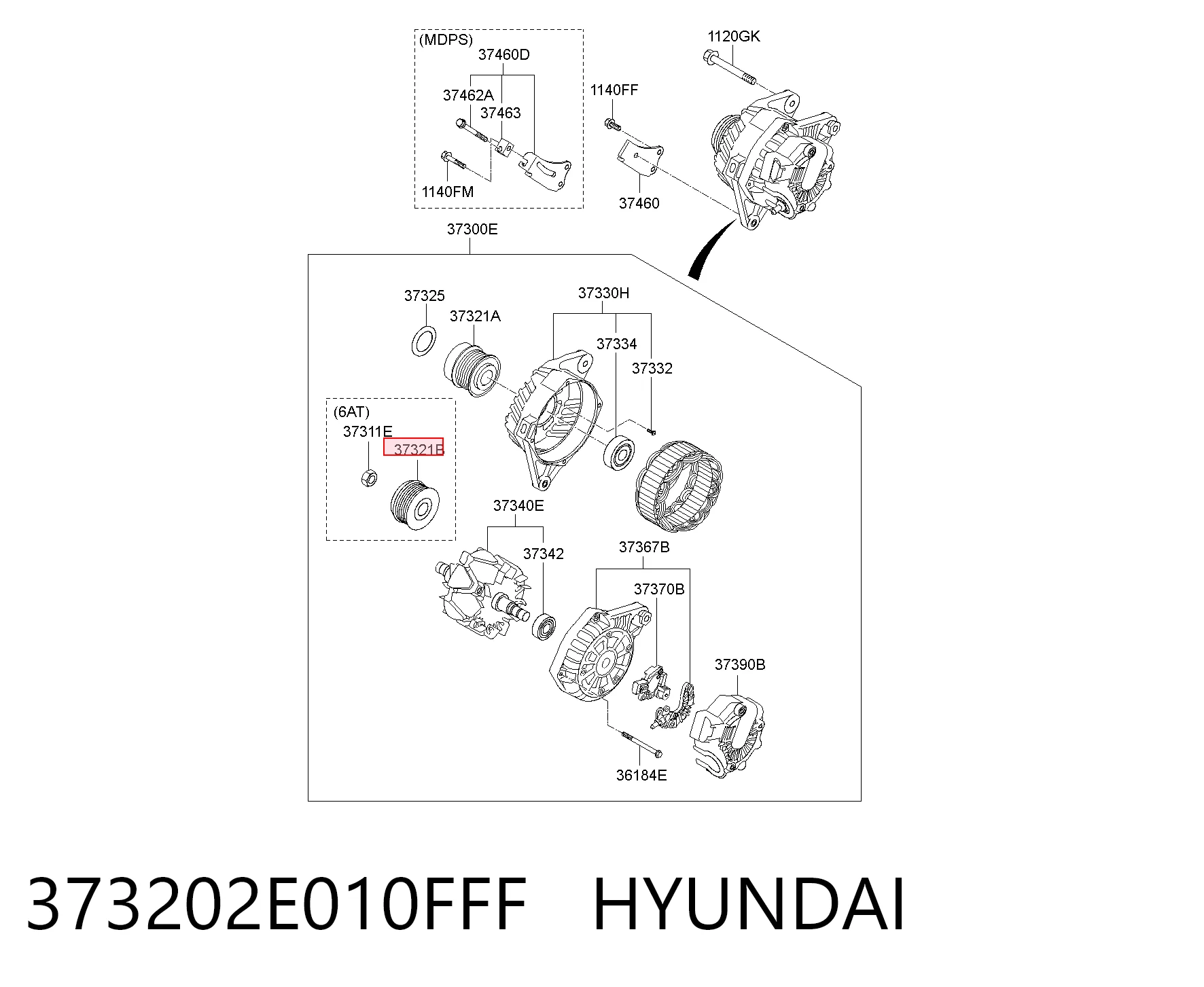 Polea del alternador 373202E010FFF HYUNDAI
