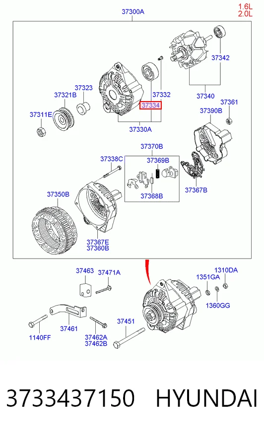 Rodamiento alternador para Hyundai Coupe GK
