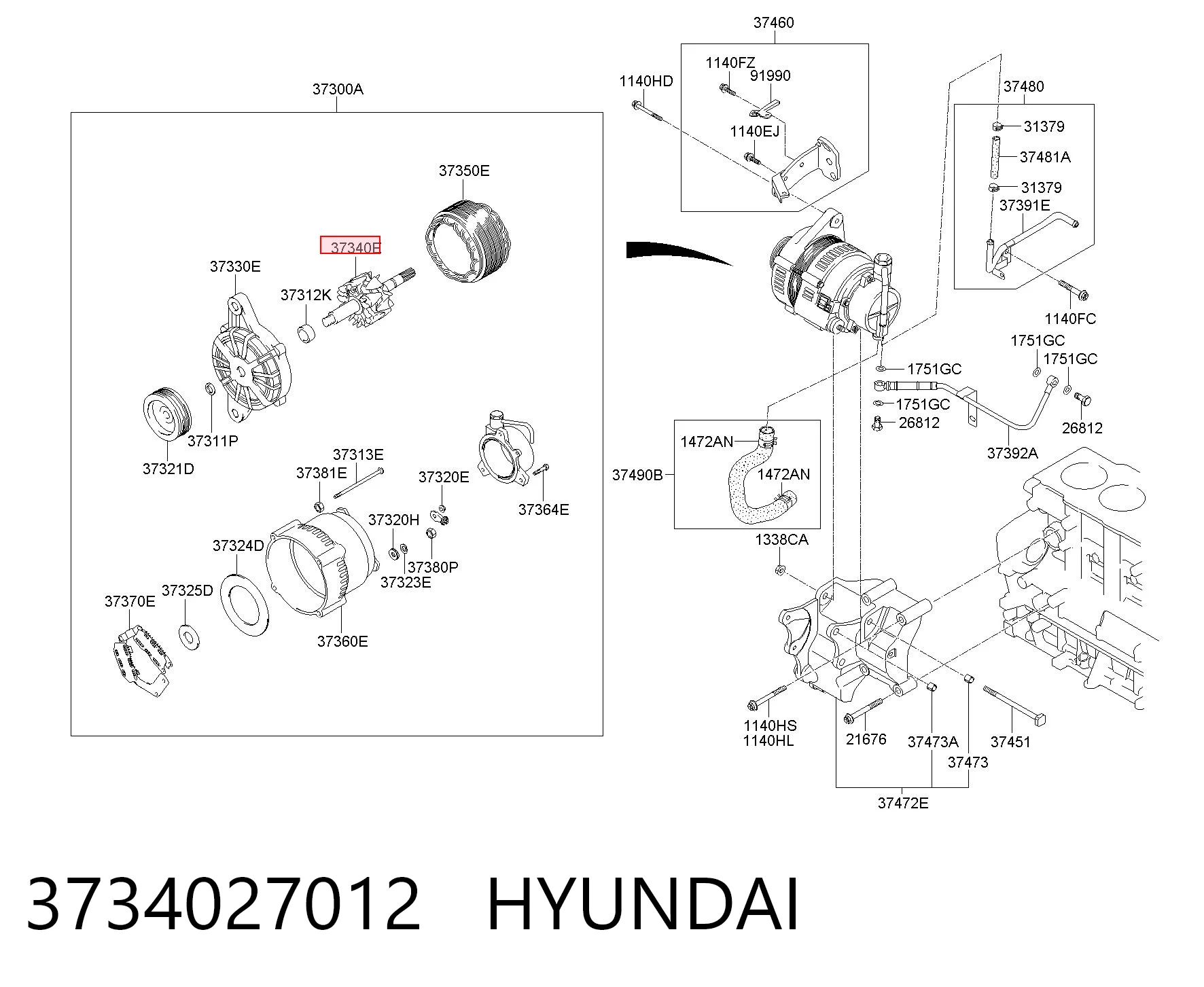  Rotor del alternador Hyundai Sonata 5