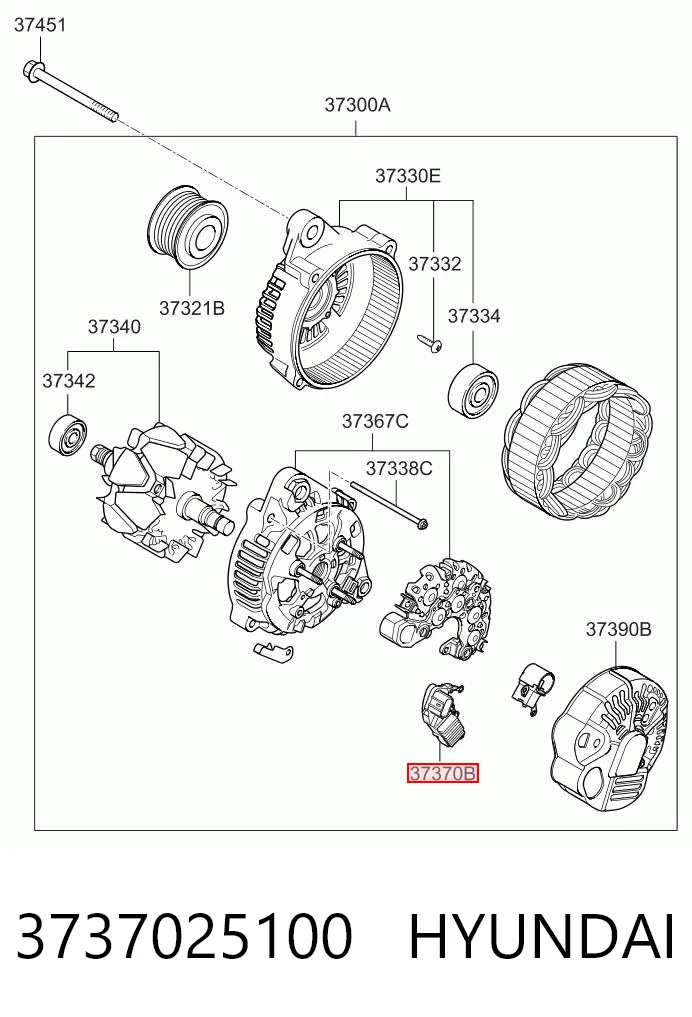 3737025100 Hyundai/Kia Regulador alternador