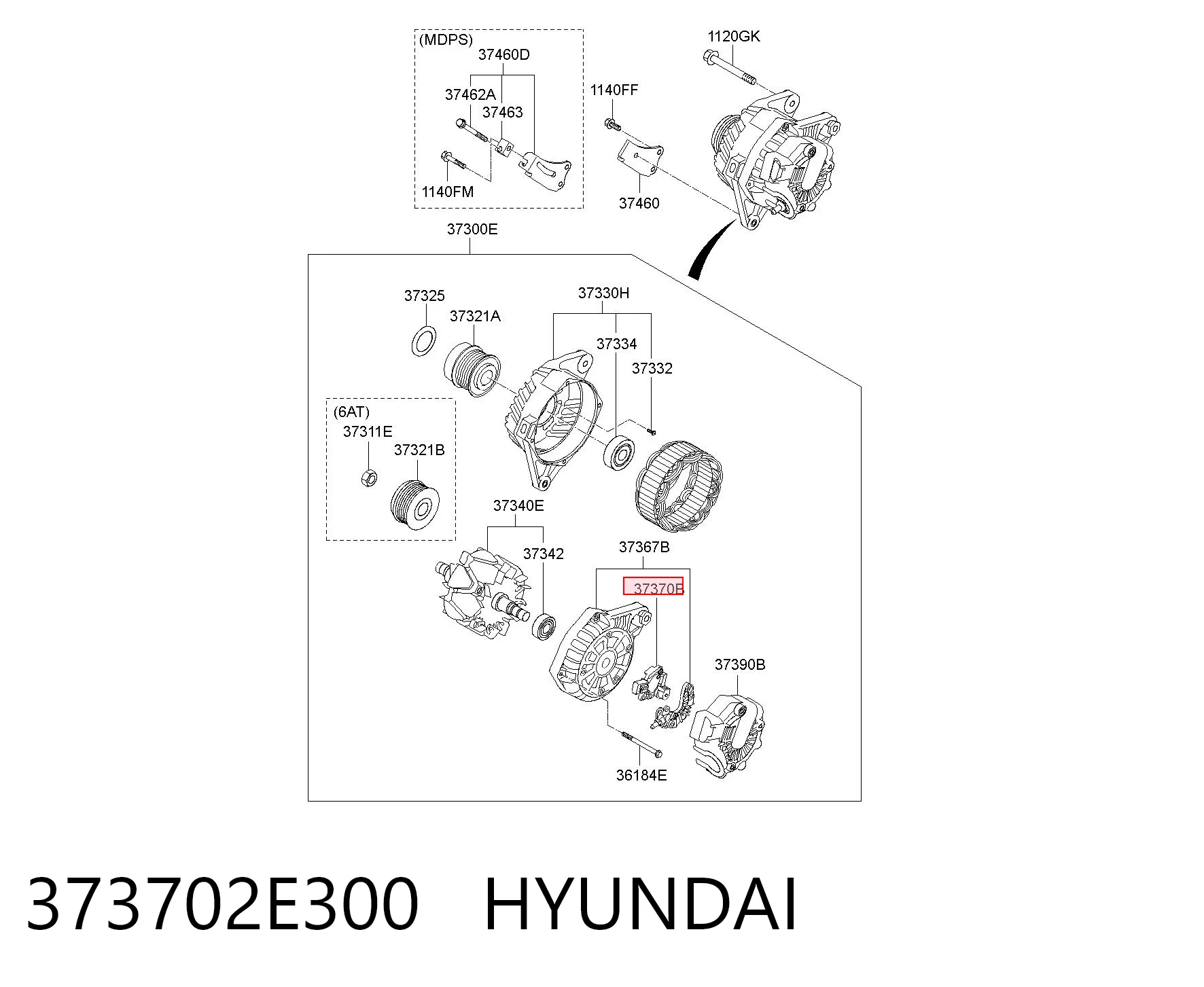 373702E300 Hyundai/Kia Regulador alternador