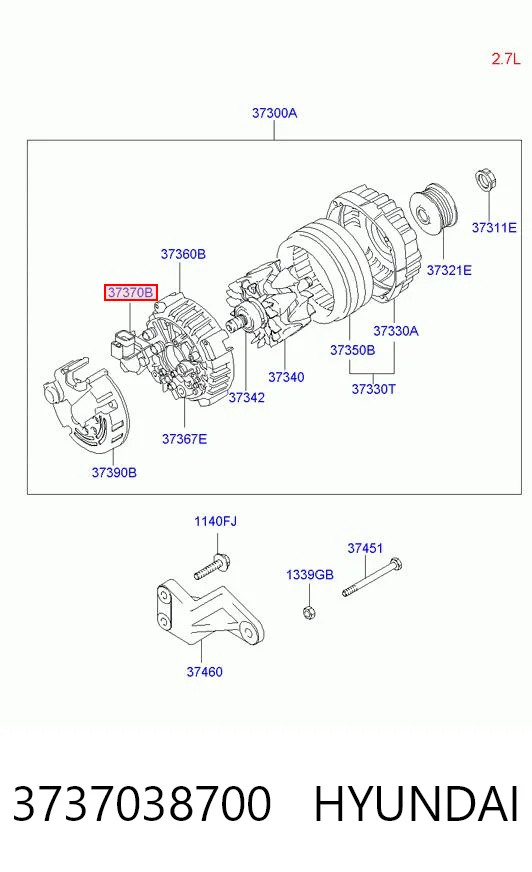 Alternador 3737038700 HYUNDAI