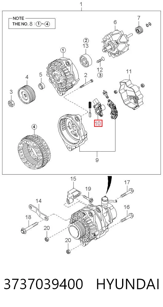3737039400 Hyundai/Kia Regulador alternador