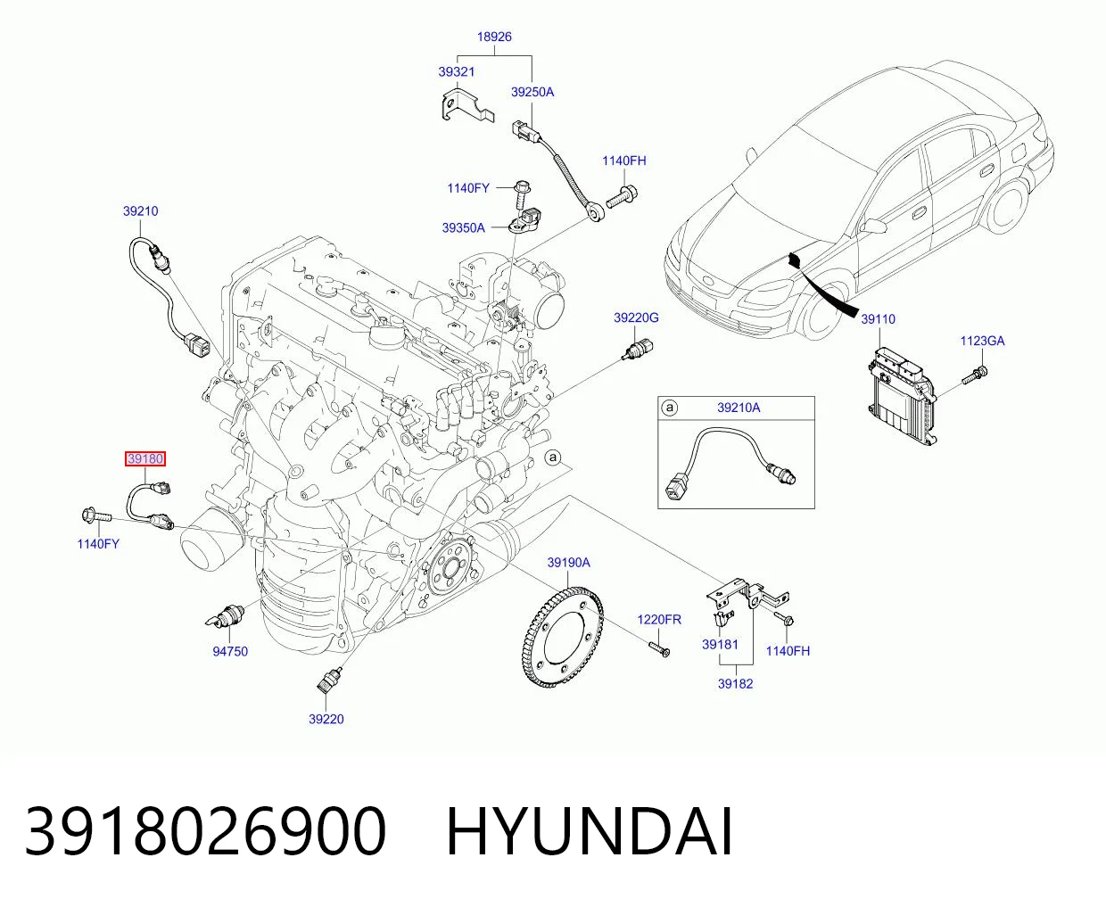3918026900 Hyundai/Kia Sensor de posición del cigüeñal