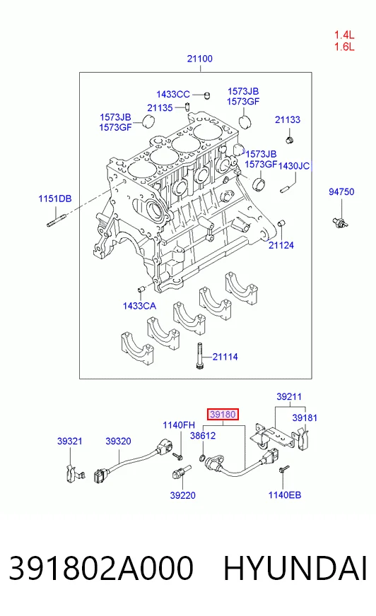 391802A000 Hyundai/Kia Sensor de posición del cigüeñal