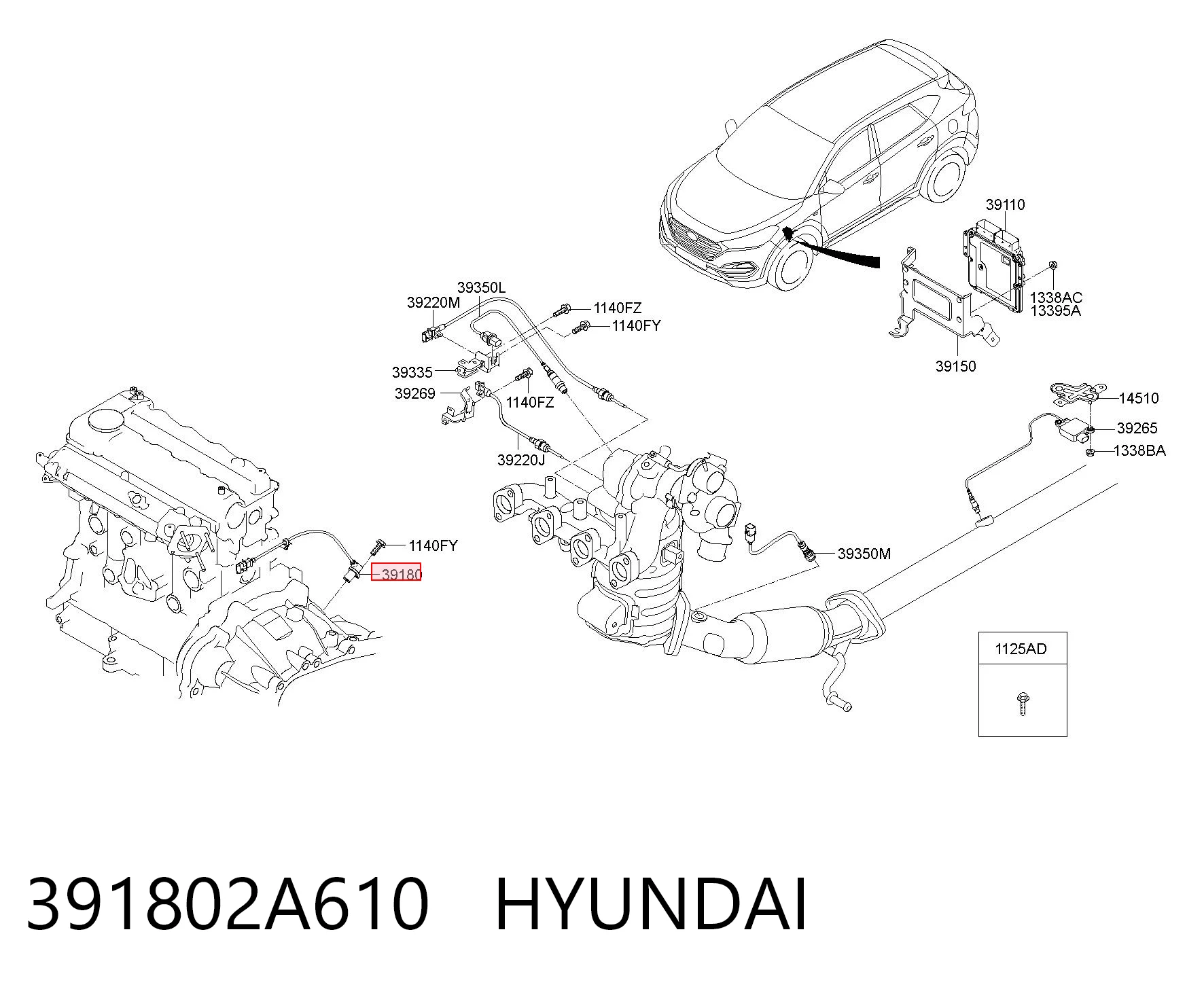 391802A610 Hyundai/Kia Sensor de posición del cigüeñal