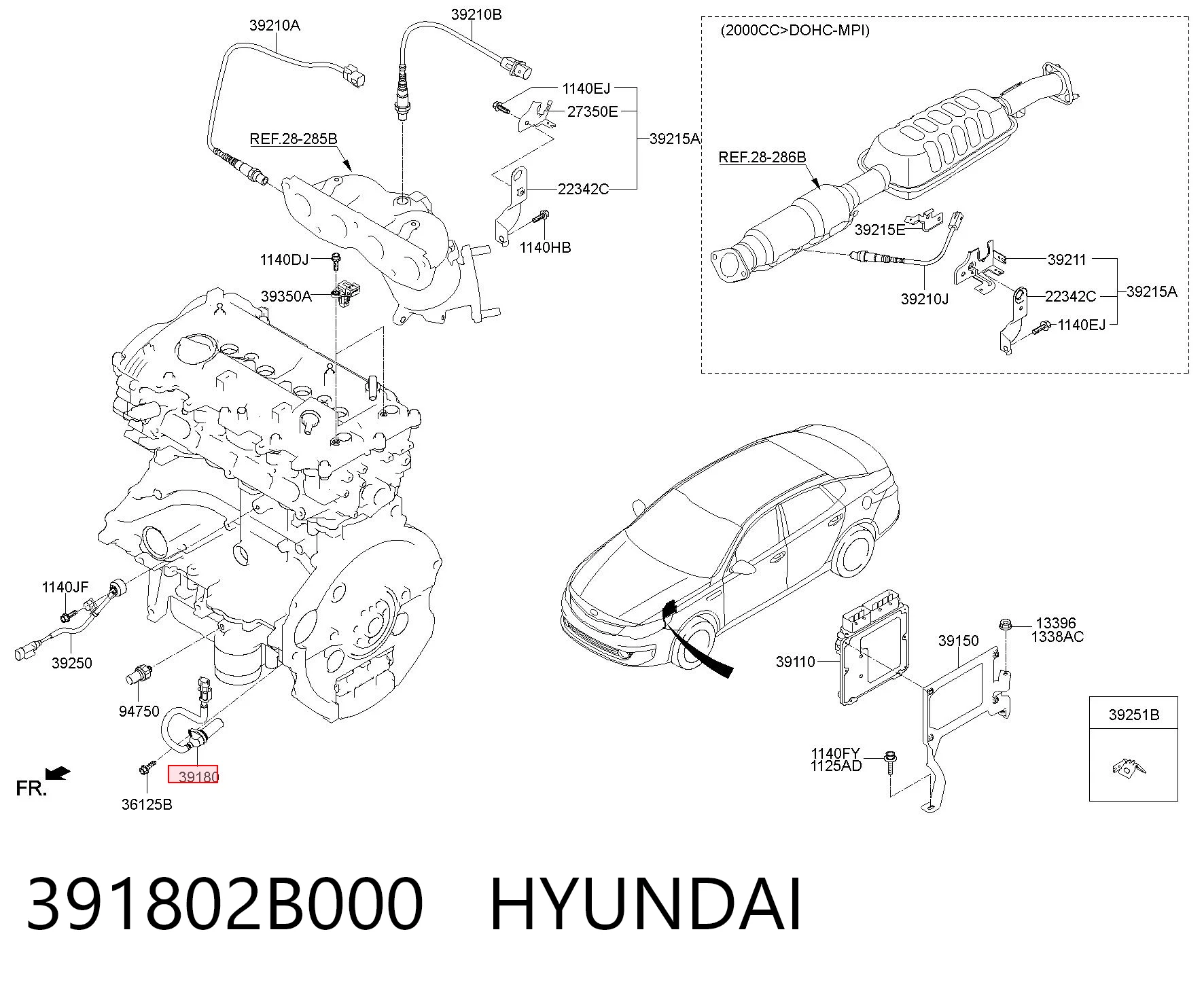391802B000 Hyundai/Kia Sensor de posición del cigüeñal