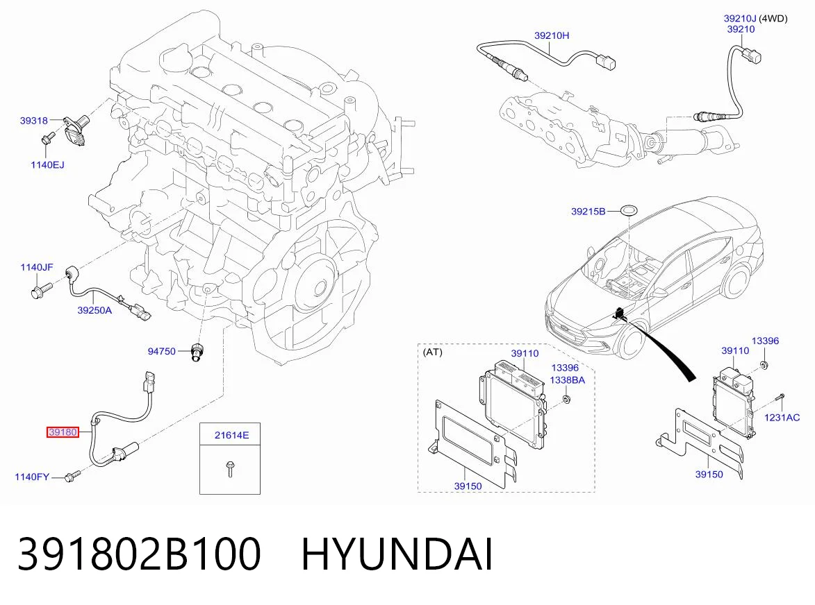 391802B100 Hyundai/Kia Sensor de posición del cigüeñal