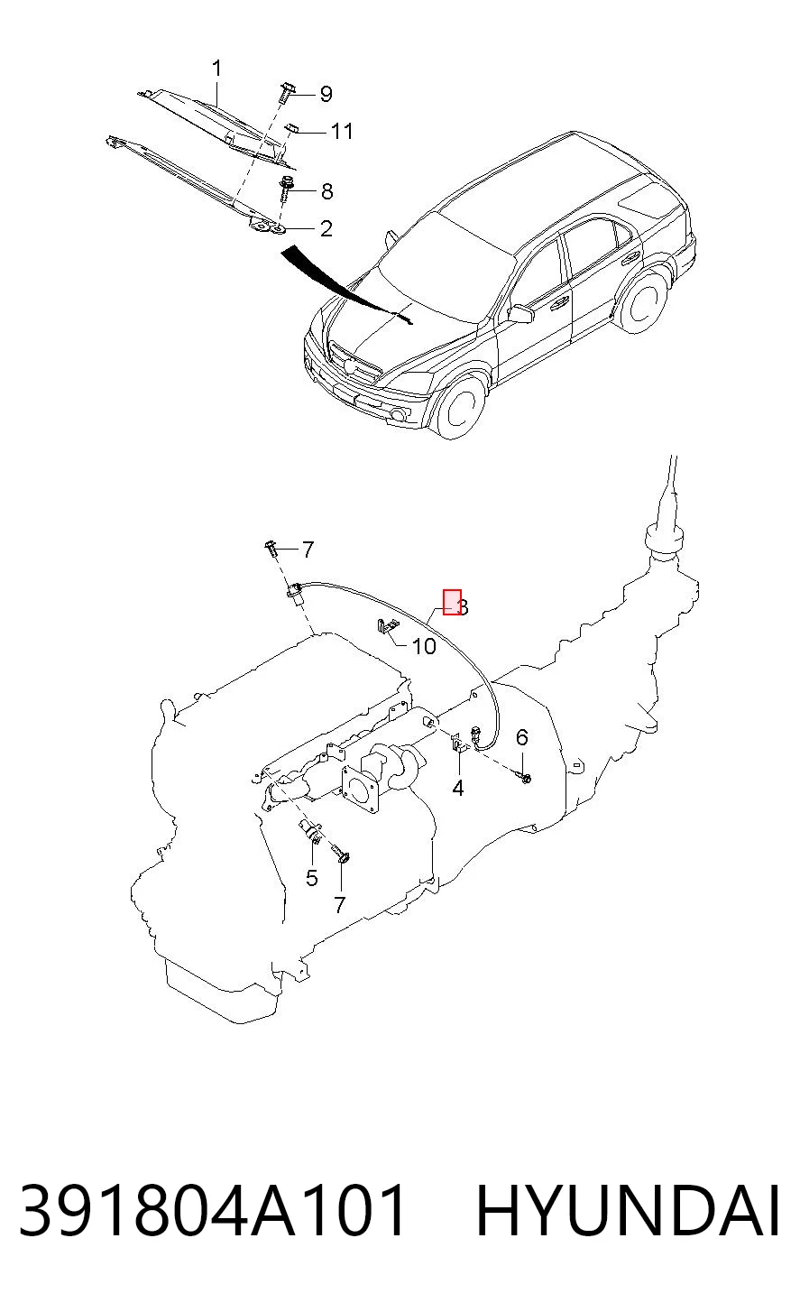 Sensor de posición del cigüeñal 391804A101 HYUNDAI