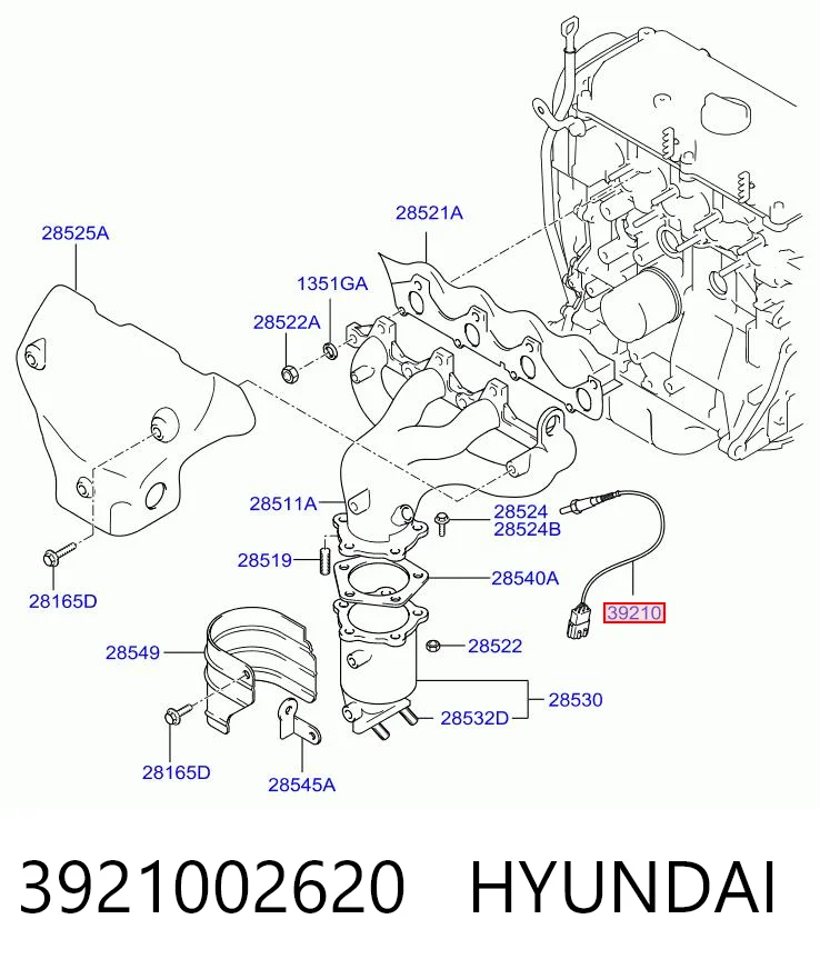 3921002620 Hyundai/Kia Sensor de oxígeno previo al catalizador