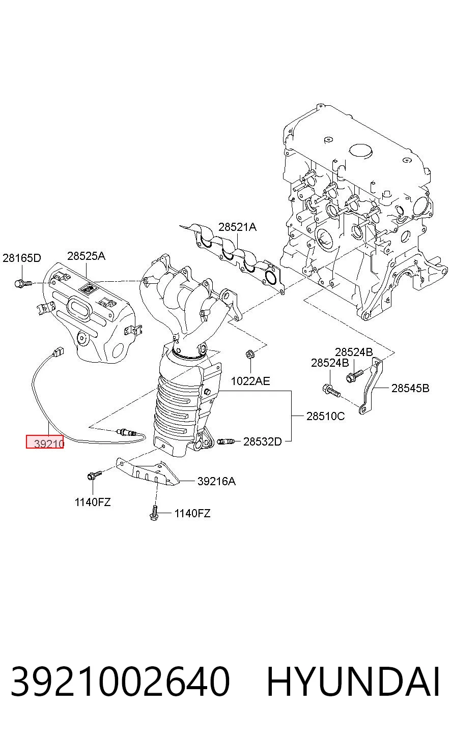 3921002640 Hyundai/Kia Sensor de oxígeno previo al catalizador