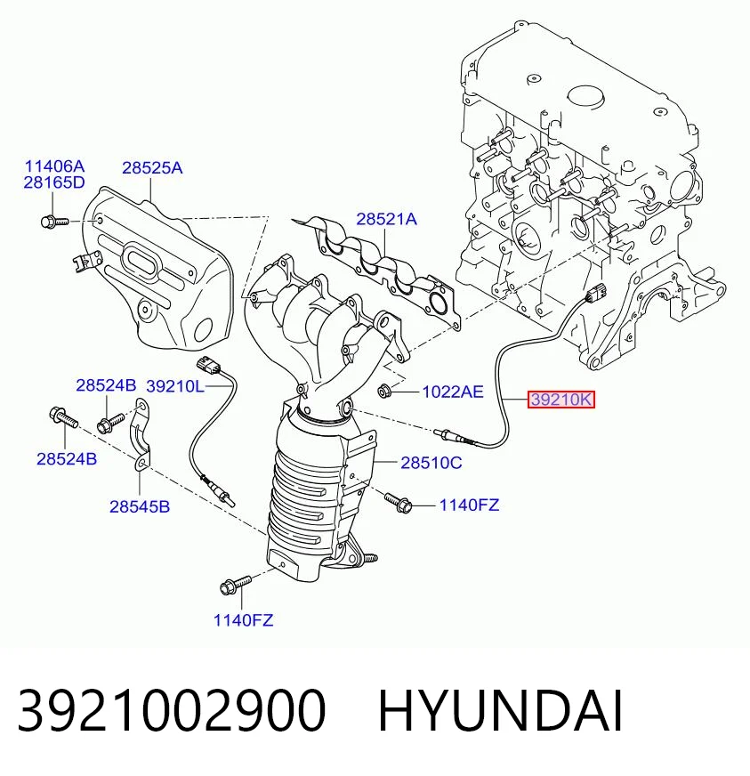3921002900 Hyundai/Kia Sensor de oxígeno previo al catalizador
