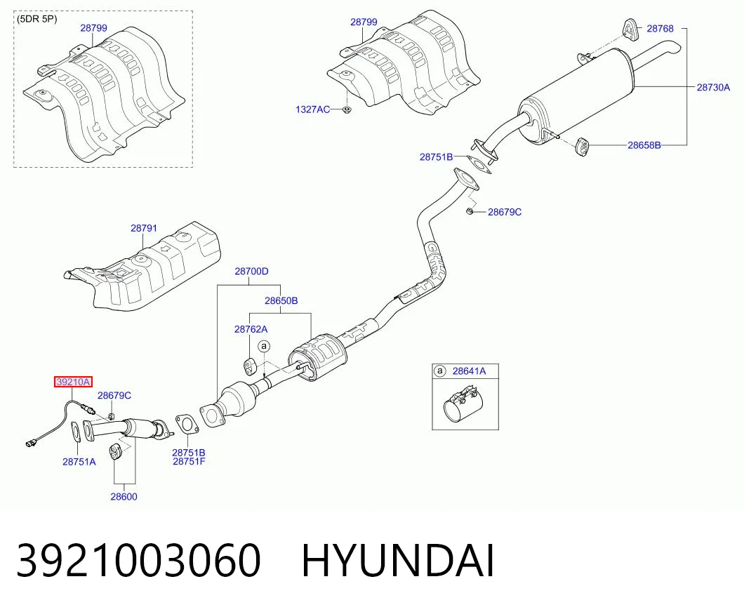 3921003060 Hyundai/Kia Sonda lambda de oxígeno posterior al catalizador