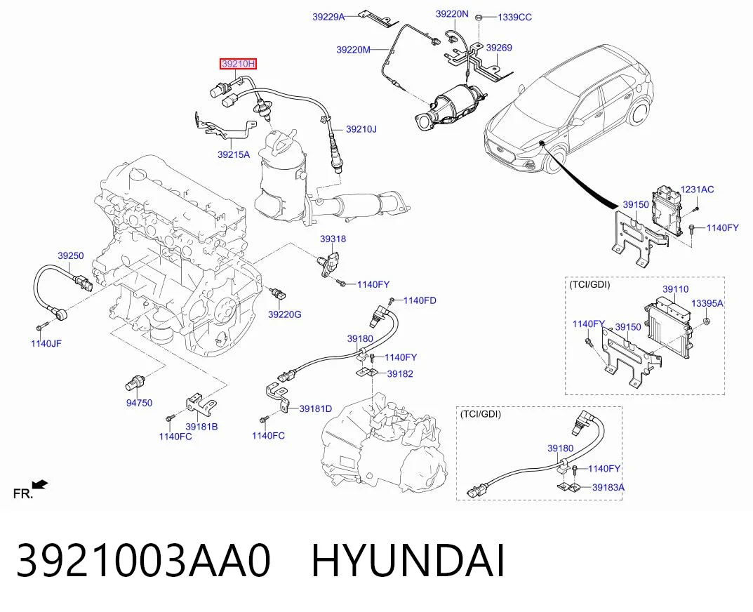3921003AA0 Hyundai/Kia Sensor de oxígeno previo al catalizador