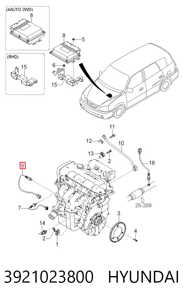 3921023800 Hyundai/Kia Sonda lambda (NOx, O2)