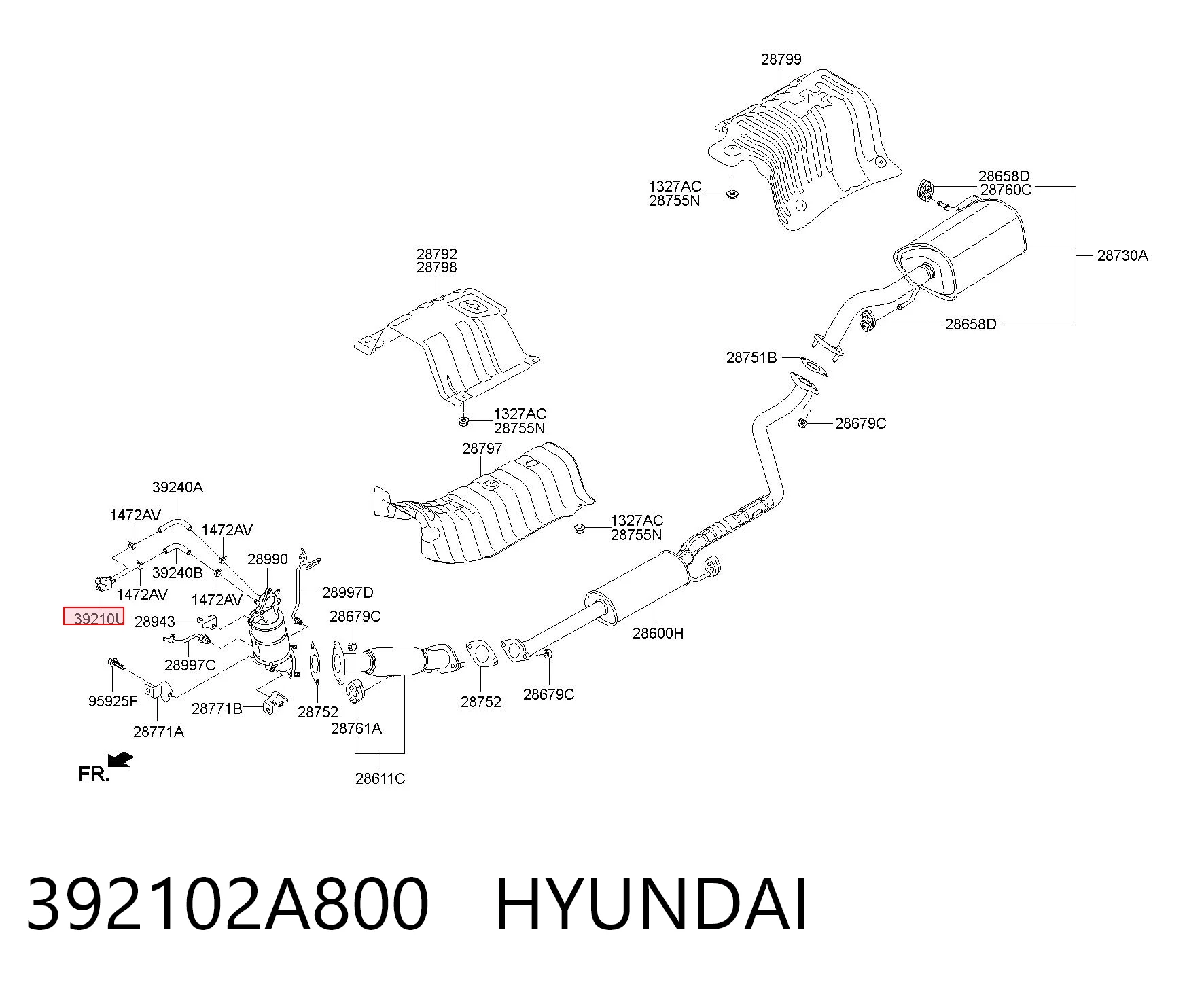 392102A800 Hyundai/Kia Sensor de presion de escape