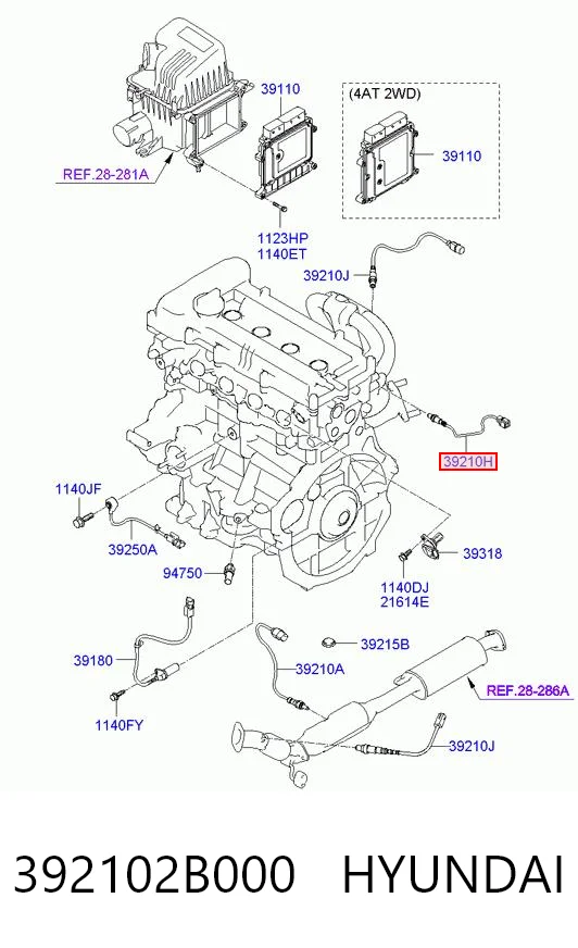 392102B000 Hyundai/Kia Sensor de oxígeno previo al catalizador