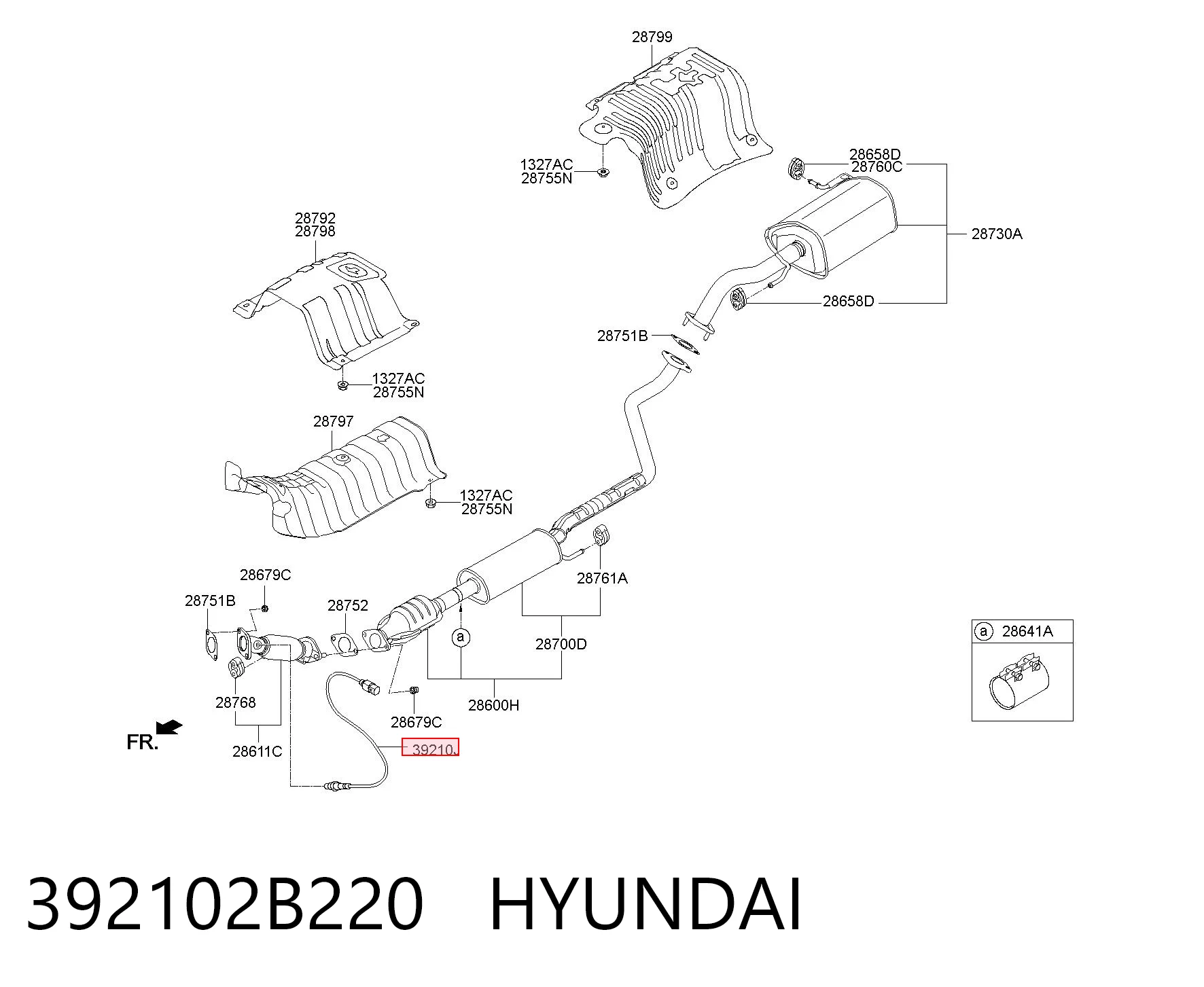 392102B220 Hyundai/Kia Sonda lambda de oxígeno posterior al catalizador