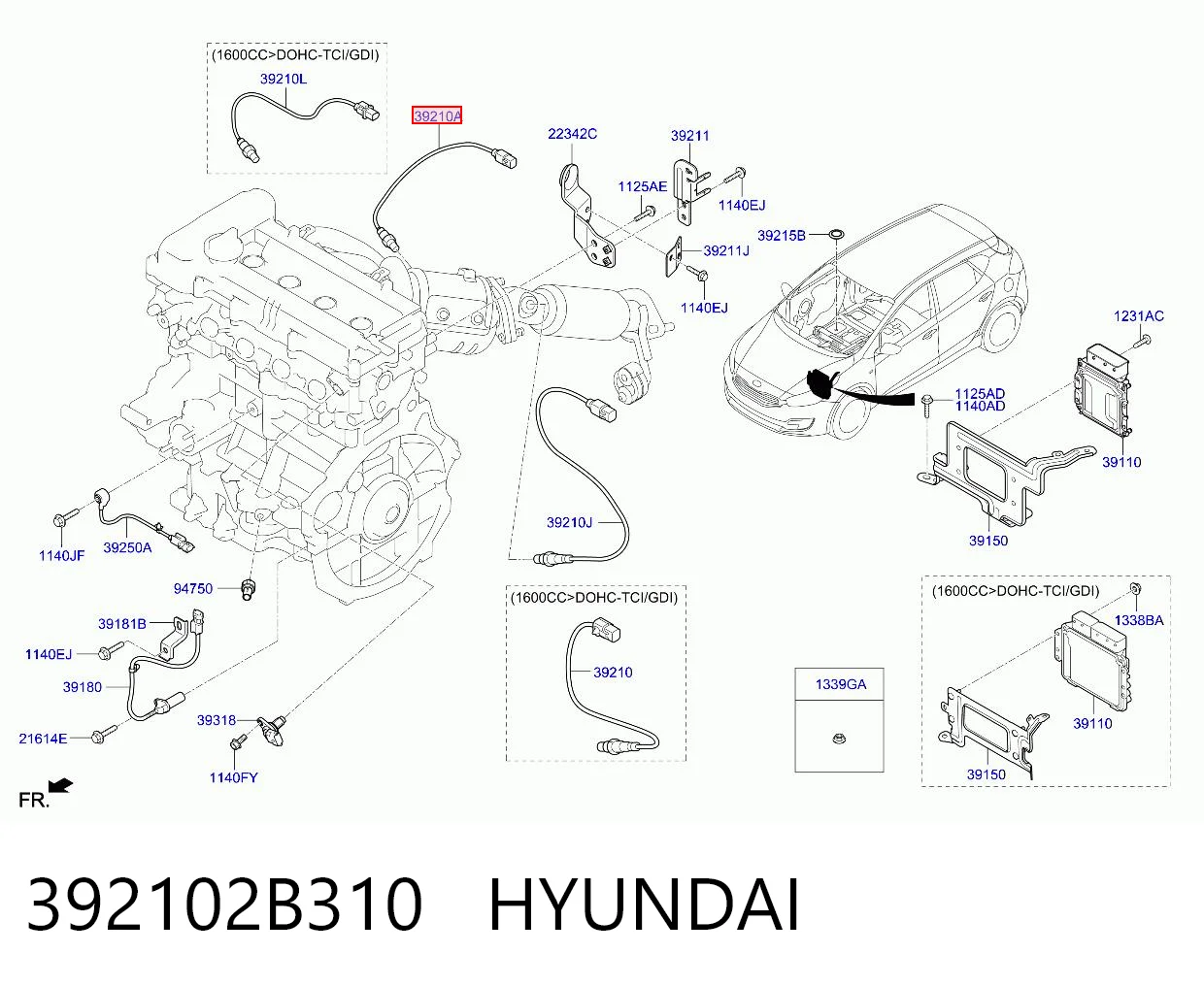 392102B310 Hyundai/Kia Sonda lambda (NOx, O2)