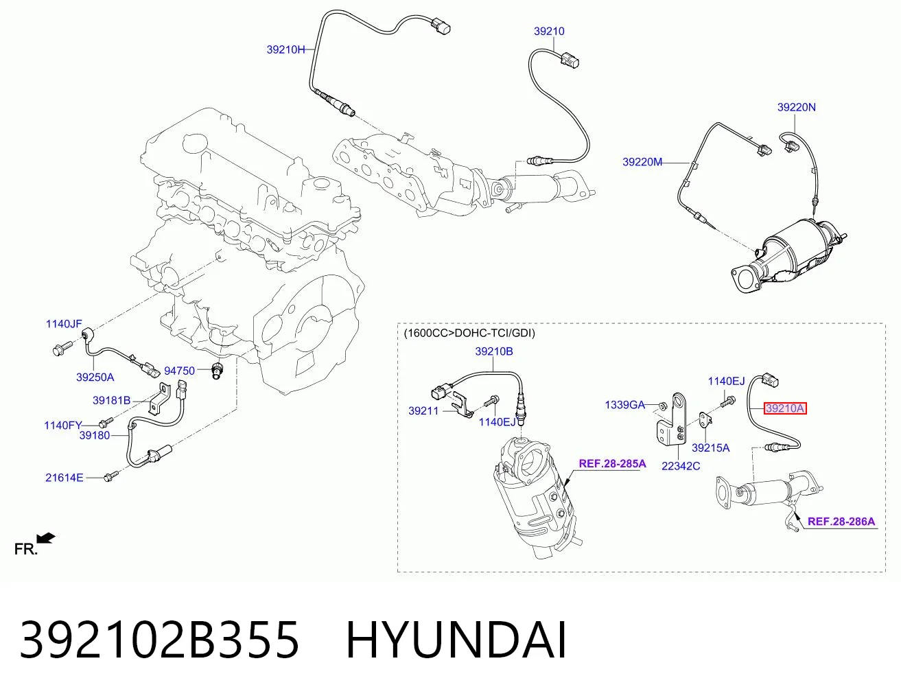 392102B355 Hyundai/Kia Sonda lambda (NOx, O2)