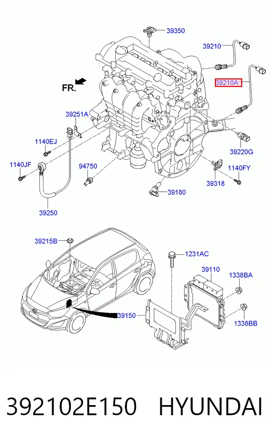 392102E150 Hyundai/Kia Sonda lambda de oxígeno posterior al catalizador