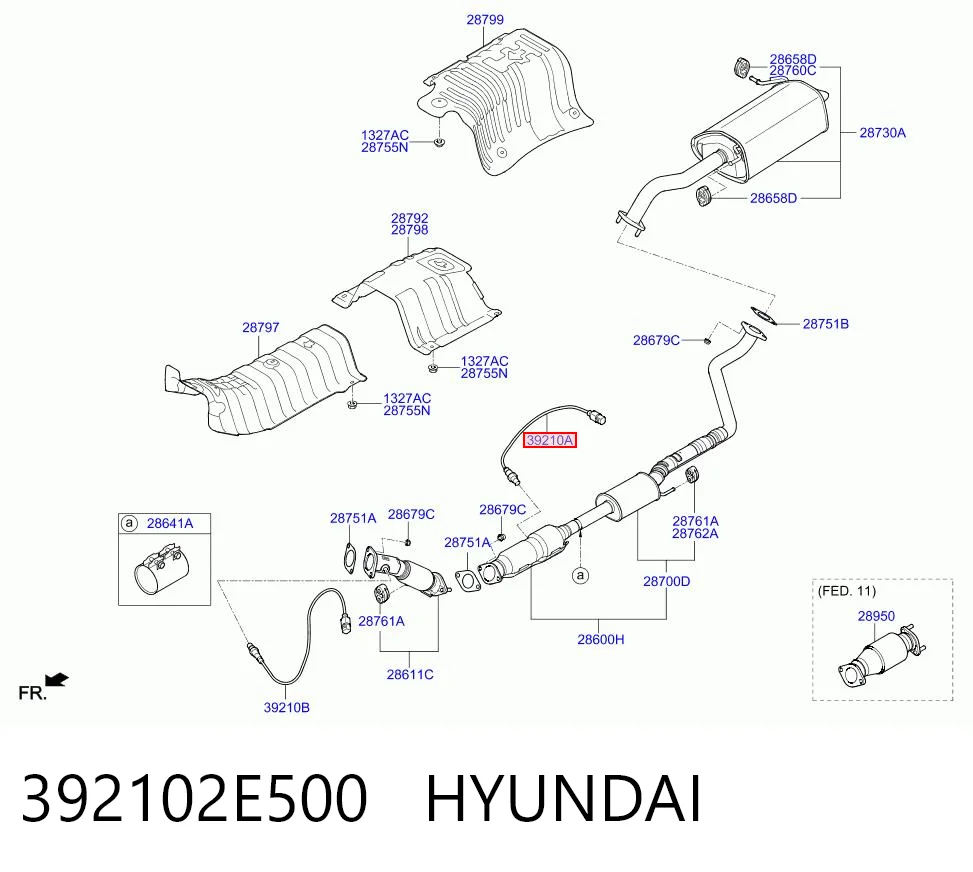 392102E500 Hyundai/Kia Sonda lambda de oxígeno posterior al catalizador