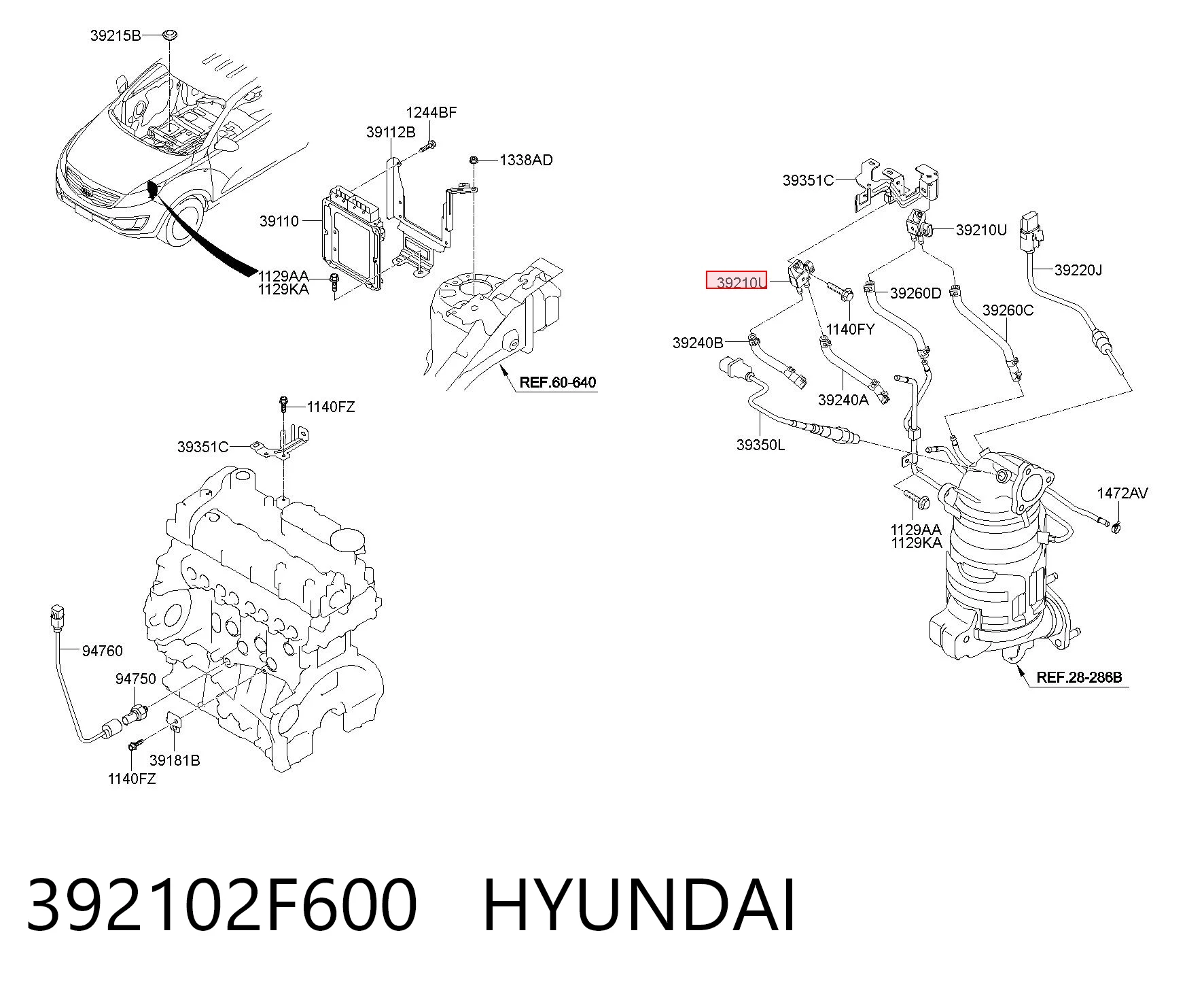 392102F600 Hyundai/Kia Sensor de presion de escape