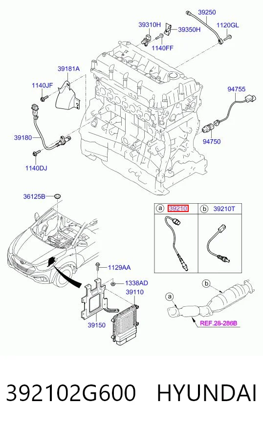 392102G600 Hyundai/Kia Sensor de oxígeno previo al catalizador