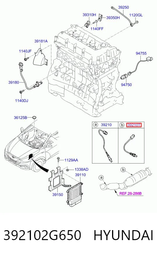 392102G650 Hyundai/Kia Sonda lambda de oxígeno posterior al catalizador