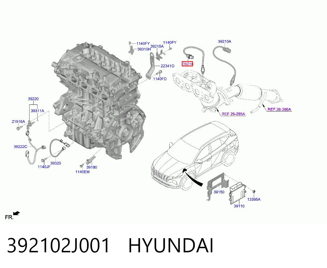 392102J001 Hyundai/Kia Sensor de oxígeno previo al catalizador