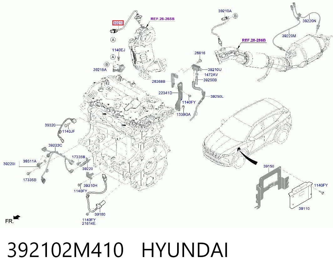 392102M410 Hyundai/Kia Sensor de oxígeno previo al catalizador