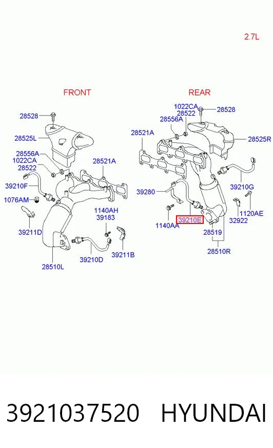 3921037520 Hyundai/Kia Sonda lambda, sensor de oxígeno después del catalizador derecho
