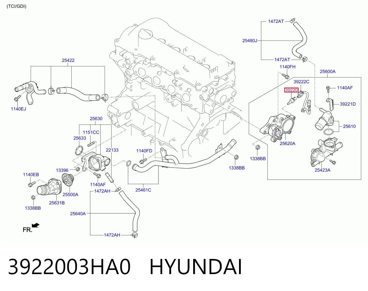 3922003HA0 Hyundai/Kia Sensor temperatura refrigerante